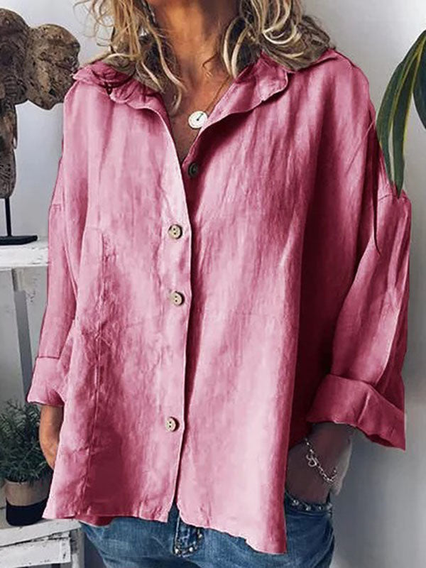 Einfarbiges Hemd aus Baumwoll-Leinen in Übergröße