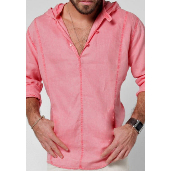 Camiseta de lino para hombre con capucha