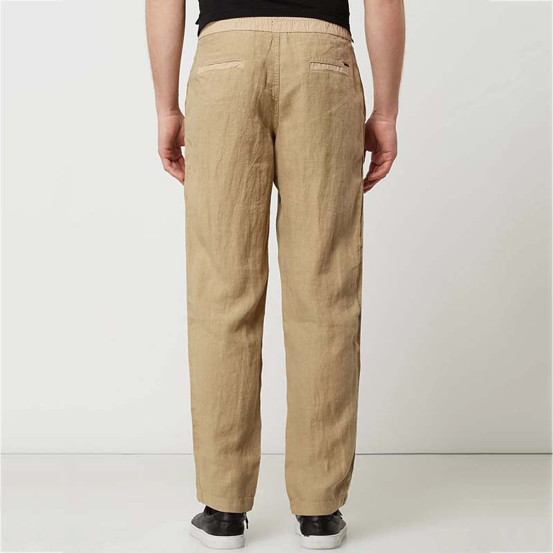 Herren Slow Fashion Sommer Cool Komfortable Kordelzug Elastic Waist Natural Leinenhose