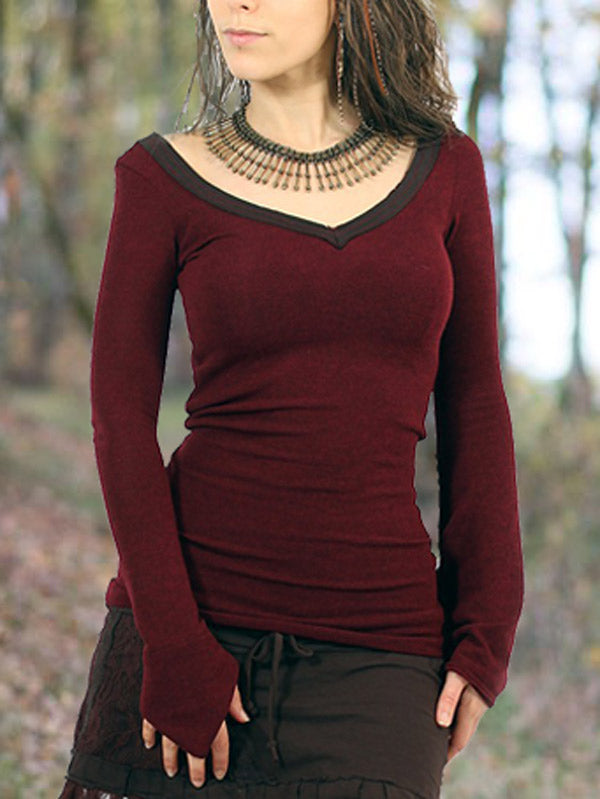 Damen Pullover mit V-Ausschnitt und Schnürung