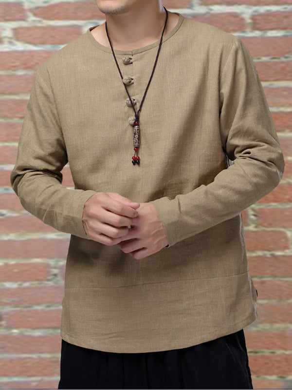 Herren Retro Casual Vier Stoff Slim Fit Langarm Shirt