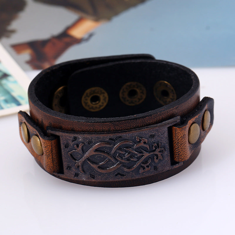 Pulsera de cuero genuino modelo vintage para hombre