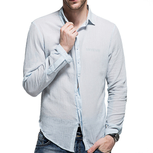 Camisa de hombre liviana y fresca de color liso