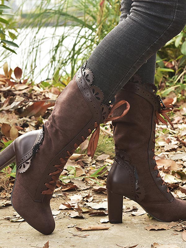 Zapatos de mujer con tacones de encaje