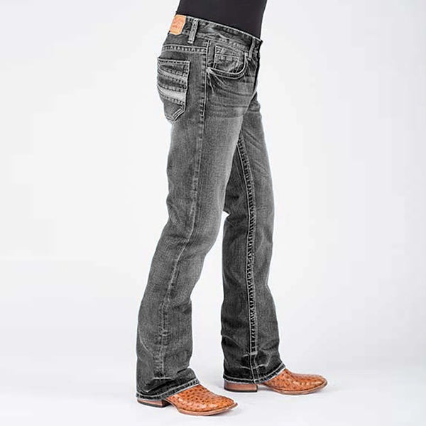 Jeans con corte de zapato piezo denim inverso de baja nobleza