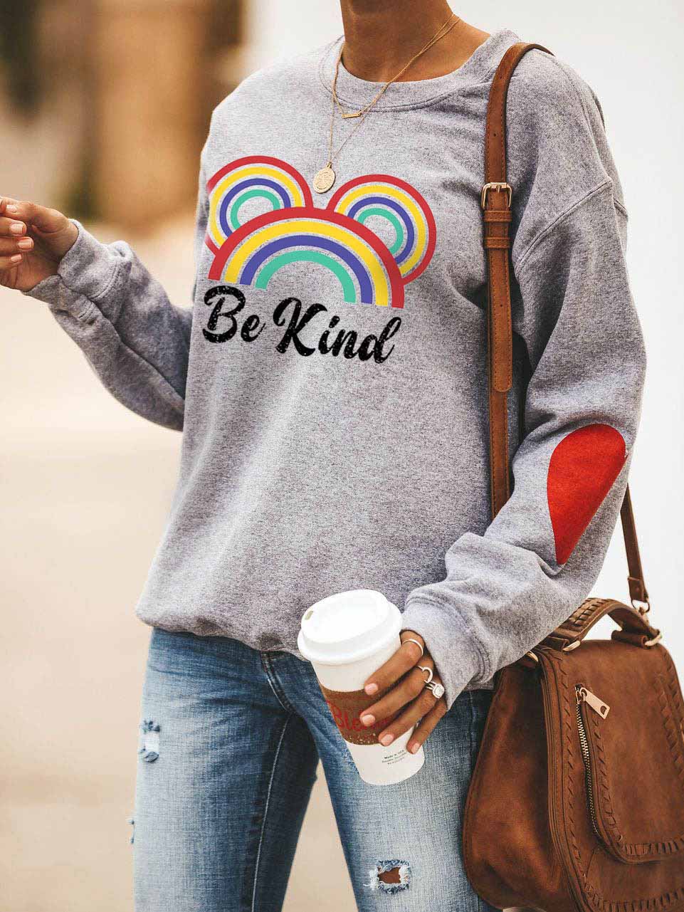Sei nett Rainbow Love Grey Sweatshirt