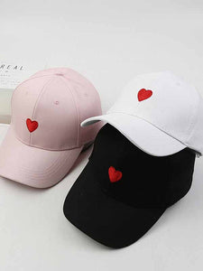 Embroidered heart baseball cap