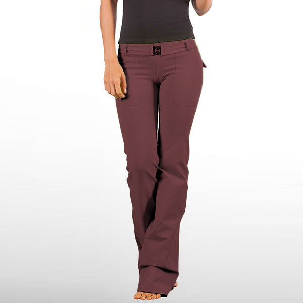 Pantalones de yoga con corte de botas y bolsillos con solapa para mujer