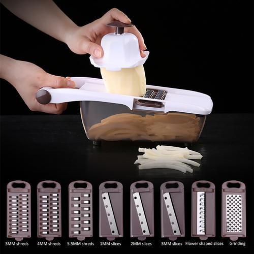 Juego de cubos de verduras multifuncional Patata-fruta-picada-rebanadora-rebanadora-ralladora hogar 7-en-1 utensilio de cocina-rallador herramienta