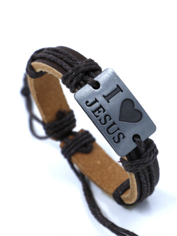 Pulsera de aleación de cuero I Love JUSES unisex