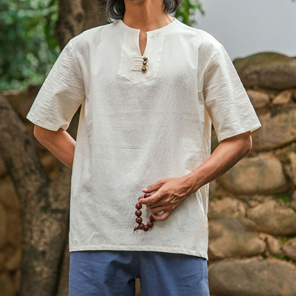 Verano verano camisa de algodón y lino