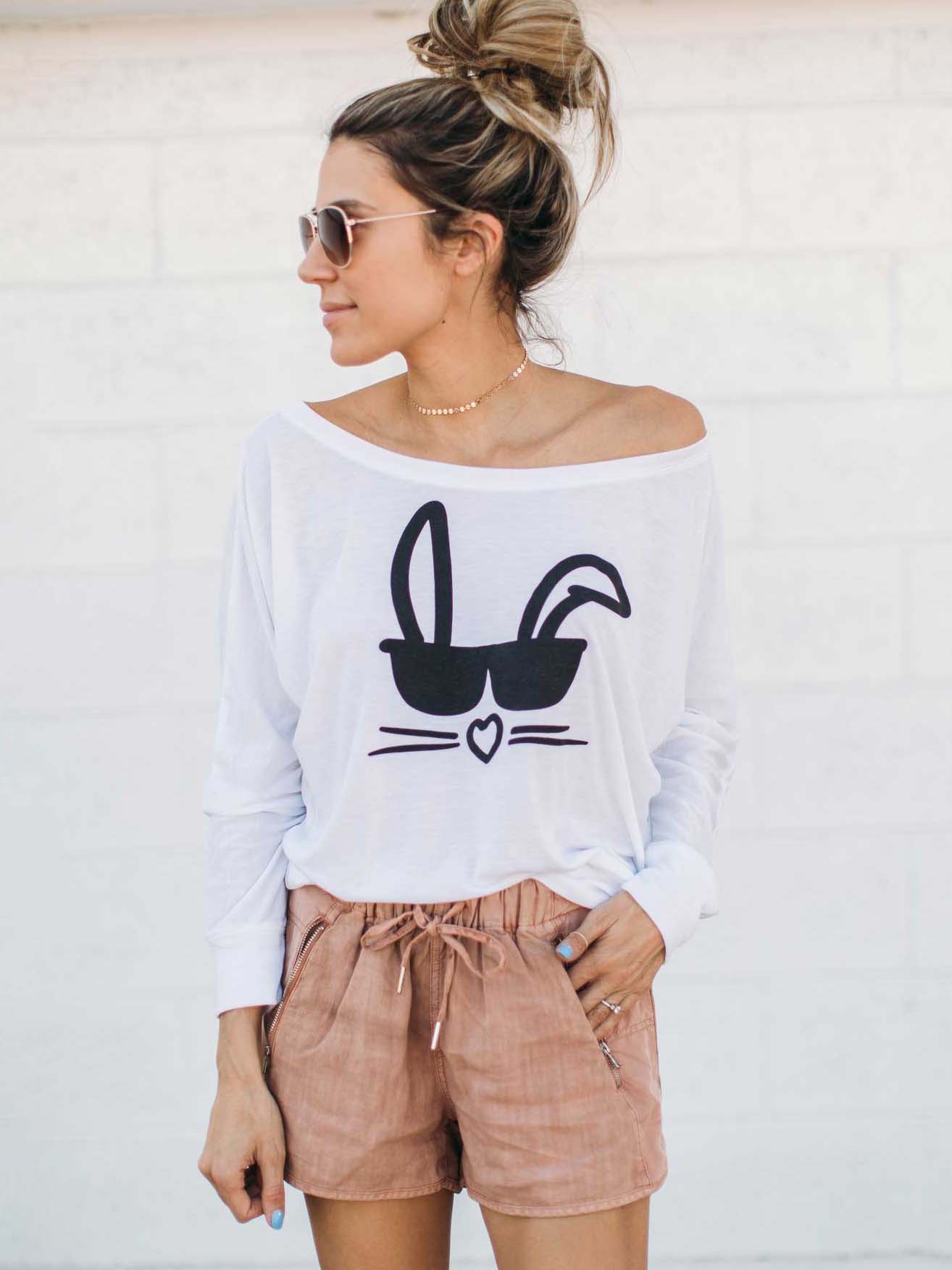 Frauen-Osterhasen-Druck-T-Shirt