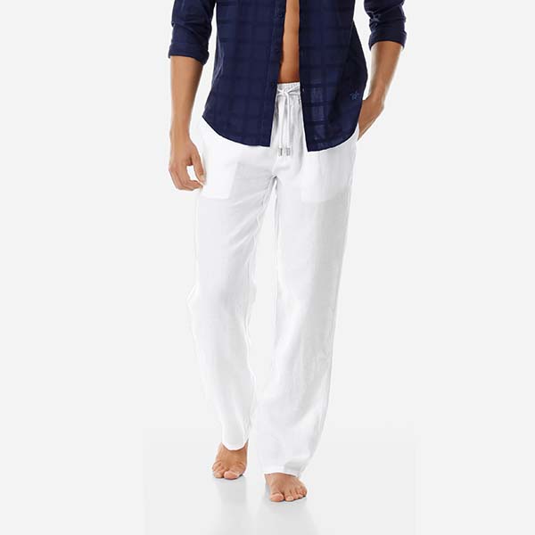 Einfarbige Leinenhose für Herren