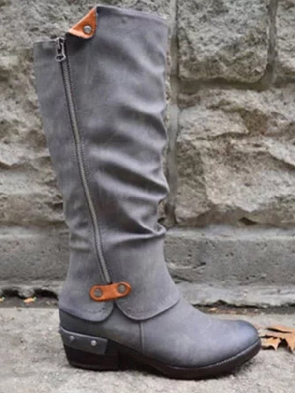 Caballero de remache alto de tacón bajo Damen Vintage