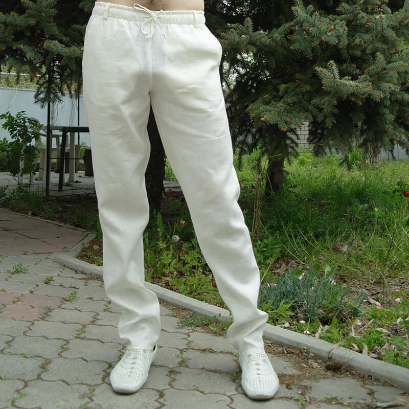 Cordones elásticos de verano frescos para hombres, pantalones de lino transpirables