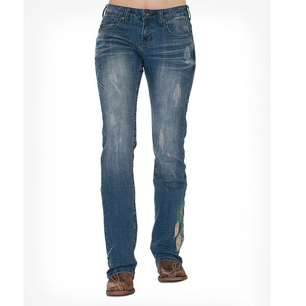 Vaqueros bordados Feather and Dreamcatcher de los zapatos