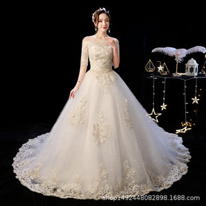 Suzhou wedding tail wedding dress factory direct wholesale wedding dress Tiger Hill wedding 2020 new bride one shoulder drag