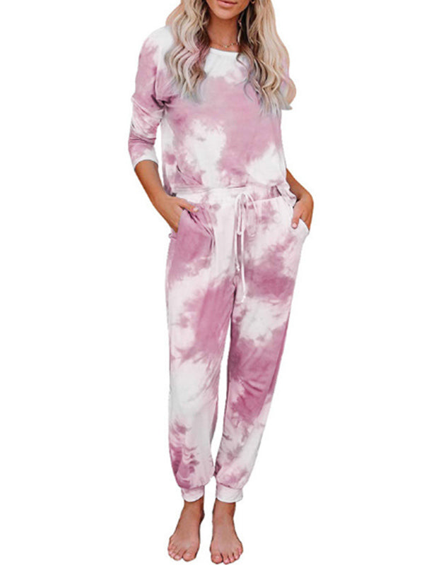 Damen-Batik-T-Shirt-Hosenanzug und Freizeitkleidung für zu Hause