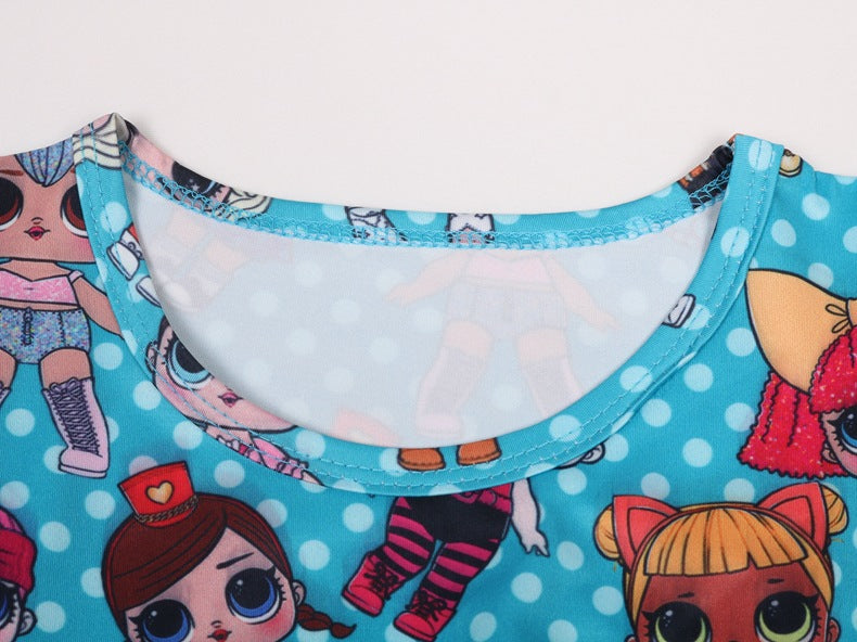 Vestido estampado estampado de dibujos animados para niñas
