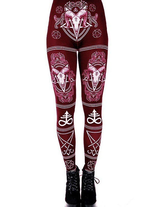 Frauen Retro Ziege drucken Hip Stretch Stretch Leggings