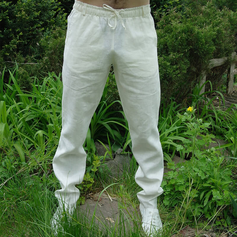 Cordones elásticos de verano frescos para hombres, pantalones de lino transpirables