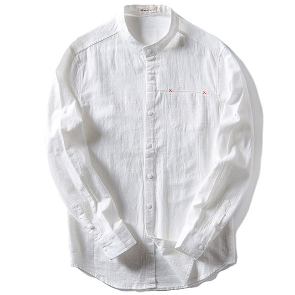 Camisa de lino con cuello para hombre