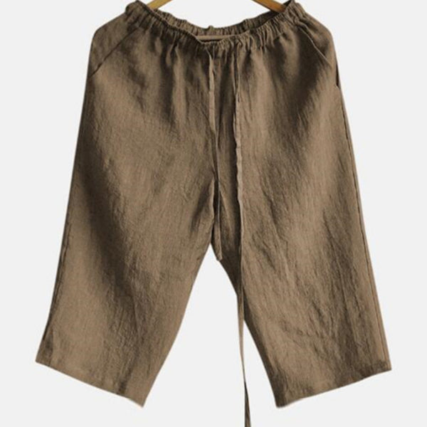 Shorts transpirables sueltos de lino de verano para hombres