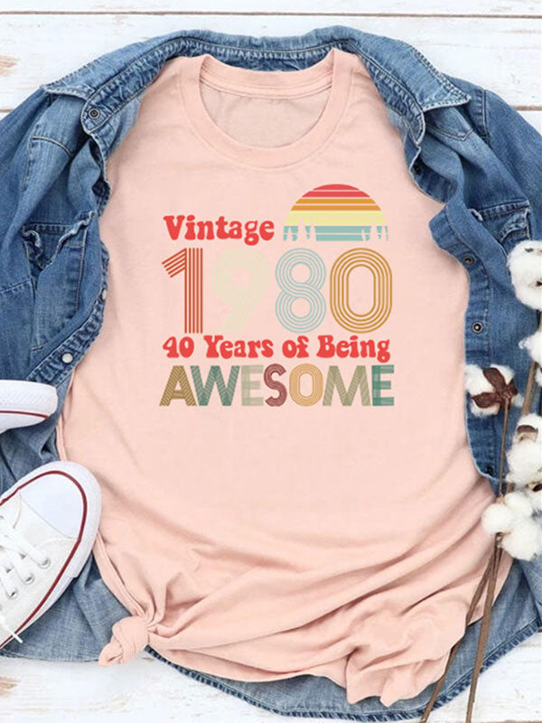 Damen T-Shirt mit Druck Vintage 1980 Awesome