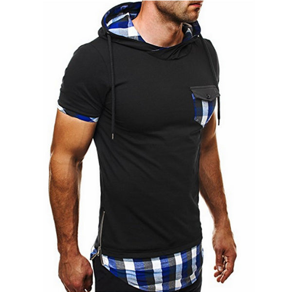 Camisa con capucha de manga corta para hombre