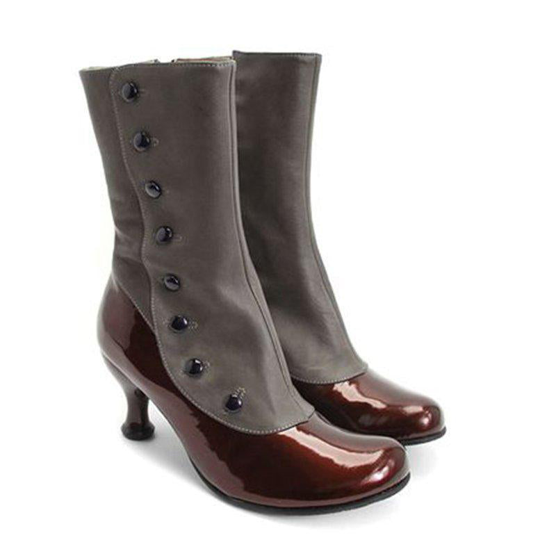 Winter Chelsea Stiefel PU Stiefel Schuhe mit mittleren Absätzen Runder Kopf Tägliche Schuhe