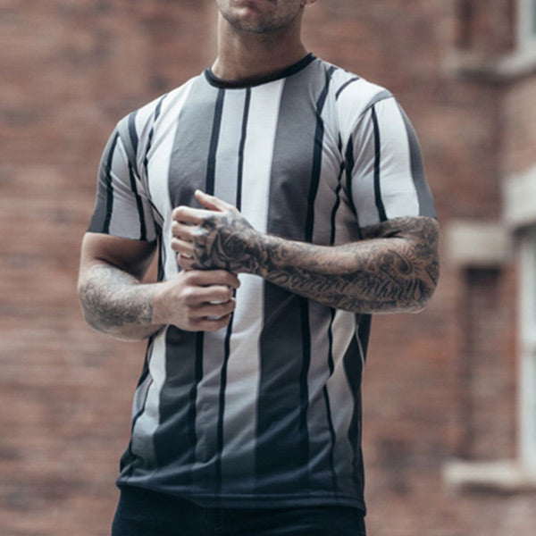 Vyriškos vertikalios juostelės, kontrastingos spalvos greitai džiūstantys marškinėliai