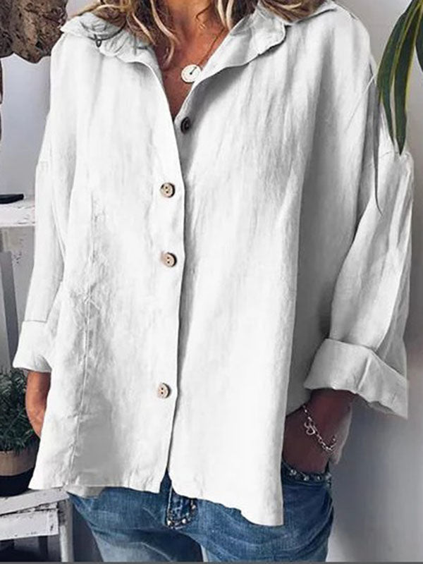 Einfarbiges Hemd aus Baumwoll-Leinen in Übergröße