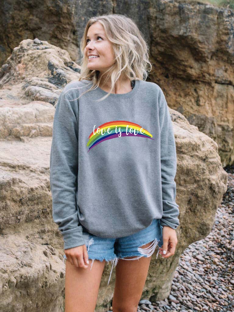 Liebe ist Liebe Regenbogen Print Pullover