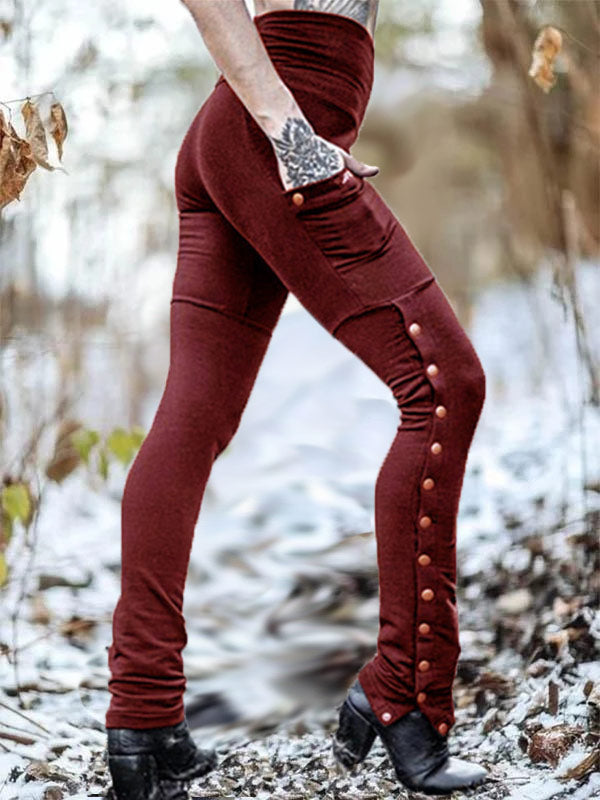 Damen Niet Split Stretch Stretch Pocket Leggings