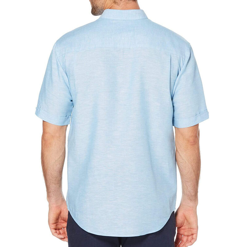 Herren Wide Striped Summer Cool Bequeme Kurzarm-Baumwoll-Leinenhemden