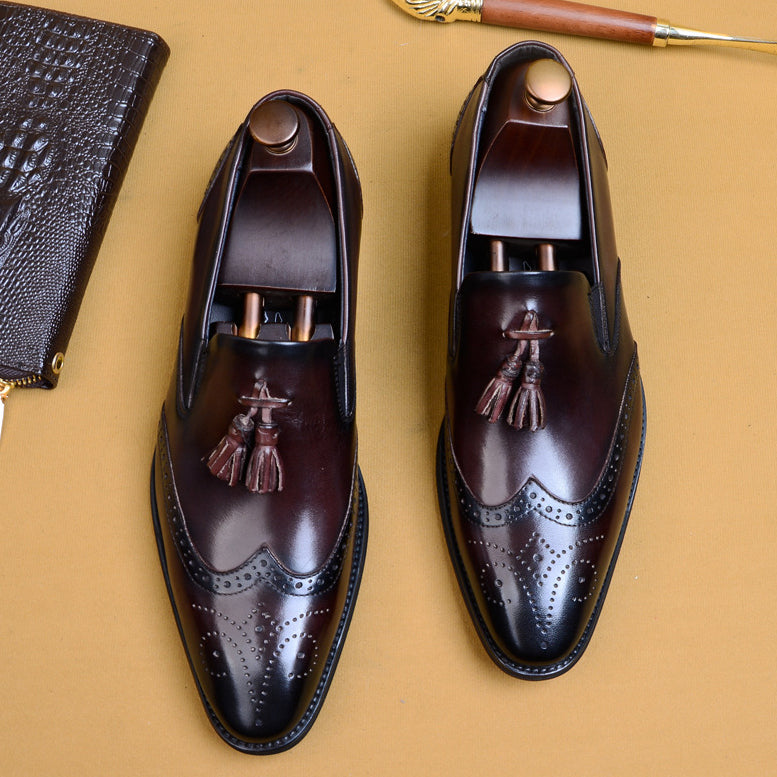 Hogaza de piel de vacuno europea y americana con cintura baja y punta plana