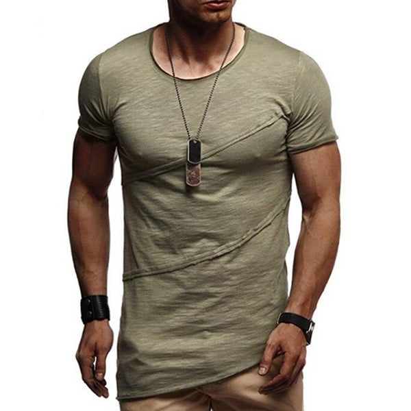 Herrenmode plissiertes kurzärmeliges Rundhals-T-Shirt