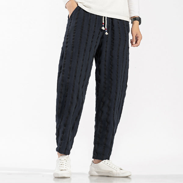 Pantalones de lino a rayas para hombre