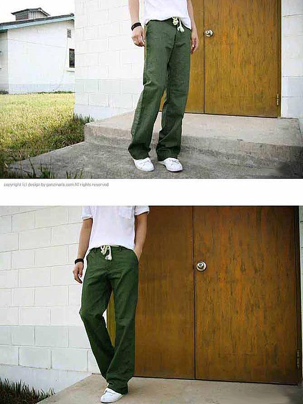 Pantalones casuales para hombre hechos de lona de algodón resistente con una pierna ancha