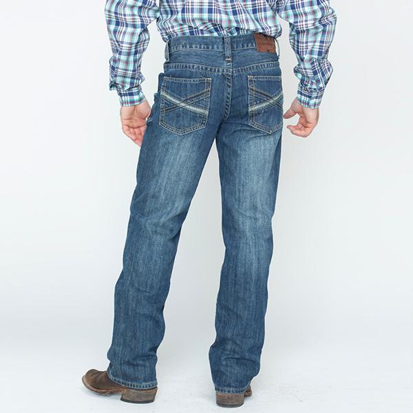 Mid Rise Schwere gekreuzte Boot Cut Jeans