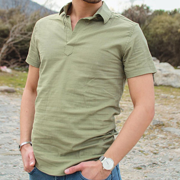 Lininiai marškiniai trumpomis rankovėmis vyrams