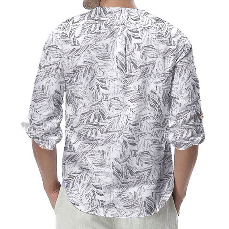 Sábanas hippie de moda para hombre impresas con cuellos redondos y mangas largas de poliéster