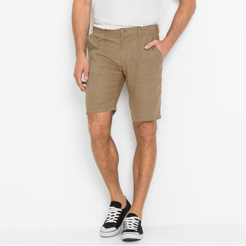Pantalones cortos transpirables, ligeros y suaves hechos de lino natural, para hombres de estilo urbano de verano