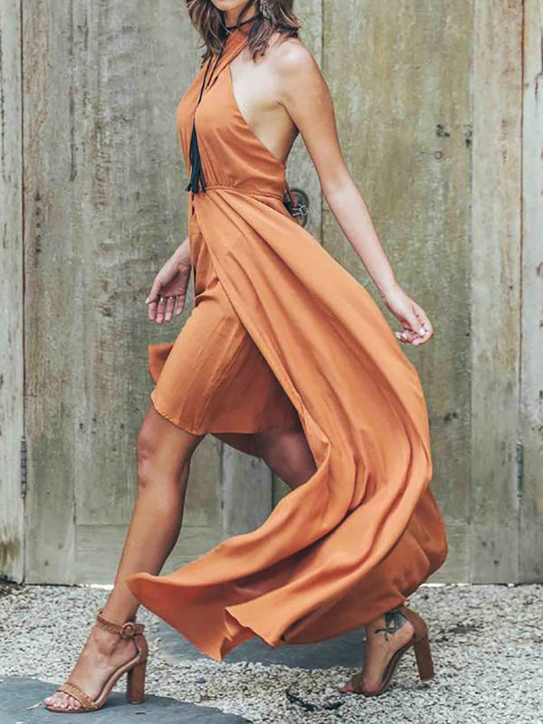 Elegantes Cutout Neckholder-Abendpartykleid