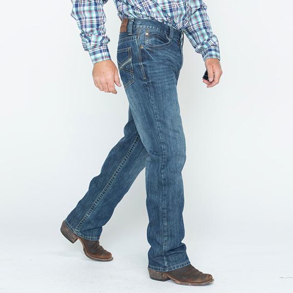 Mid Rise Schwere gekreuzte Boot Cut Jeans