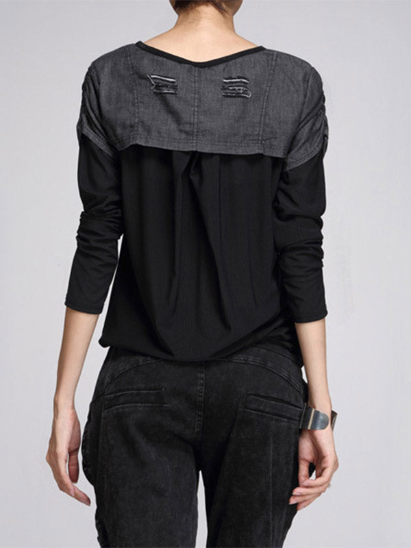 Camisa vaquera de manga larga para mujer