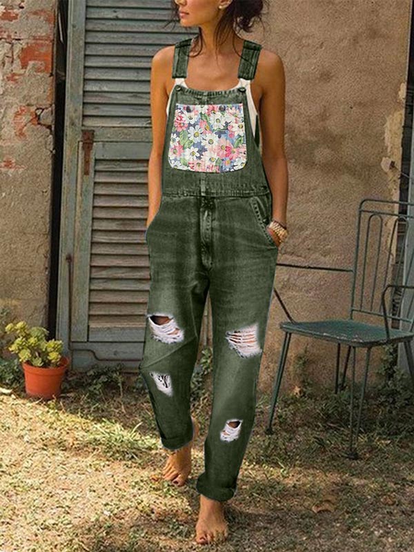 Damenmode Patch Denim Jumpsuit