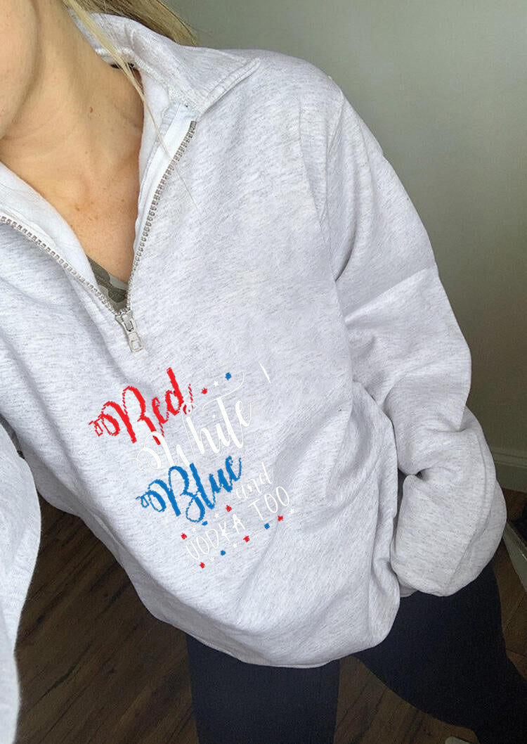 Sudadera con capucha roja, blanca y azul para mujer