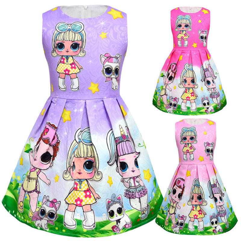 Big cartoon pattern print dress for girls