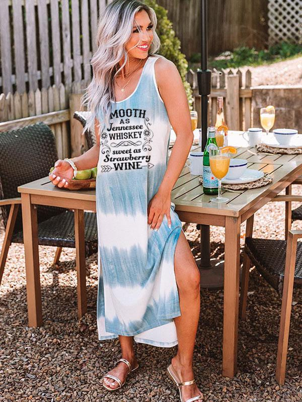 Elegante como el whisky Tennessee y un lindo vestido con efecto tie dye impreso como vino de fresa
